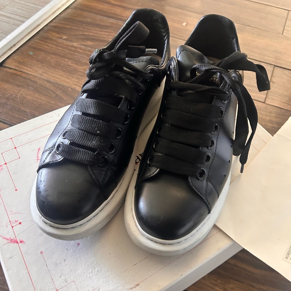 Alexander McQueen Black Leather Women's Sneakers